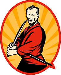 Image showing Samurai warrior with katana sword 