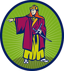 Image showing Samurai warrior with katana sword pointing