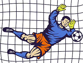 Image showing Soccer football goalie keeper saving a goal