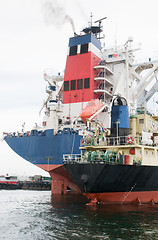 Image showing Two ships moored at port