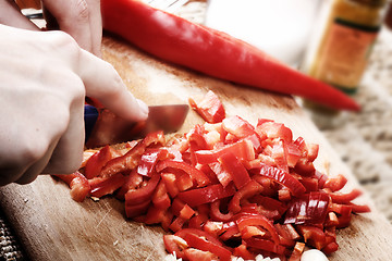 Image showing Chopping vegetables