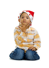 Image showing  boy with santa claus hat