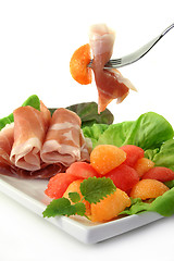 Image showing Ham with melon
