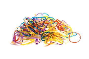 Image showing Many colorful rubber bands 