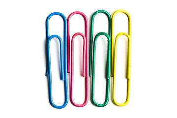 Image showing Multicolored paper clips isolated on white 