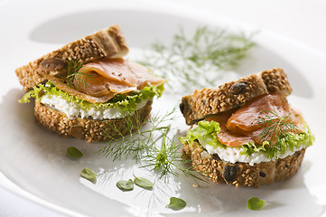 Image showing Salmon sandwich