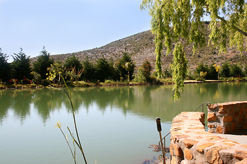 Image showing Dam at olive farm