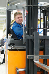 Image showing warehouse truck loader driver