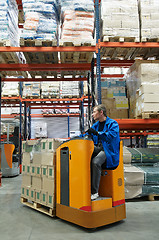 Image showing order picker loader in warehouse