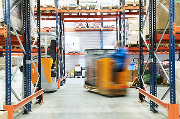 Image showing warehouse truck loader works