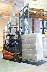 Image showing Forklift loader at a warehouse