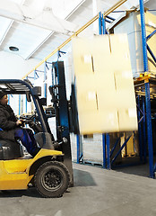 Image showing warehouse loader forklift