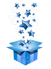 Image showing Gift Box Blue with Stars. 