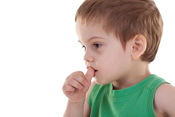 Image showing kid with finger in his mouth