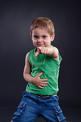 Image showing Funny boy pointing