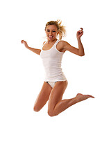 Image showing woman in lingerie jumping