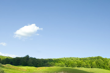 Image showing countryside green hill and blue sky