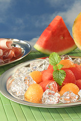 Image showing Melon with ham