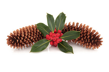 Image showing Holly and Pine Cone Decoration