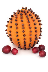 Image showing Orange, Cloves and Cranberries