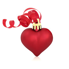 Image showing Christmas Red Heart Bauble