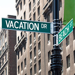 Image showing Vacation Street Corner Signs