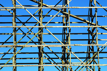 Image showing wooden framework against blue sky