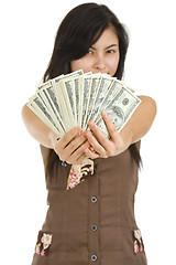 Image showing pretty woman happy with lots of money