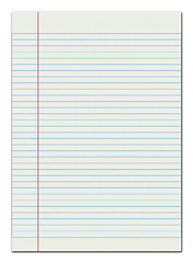 Image showing Lined paper red margin