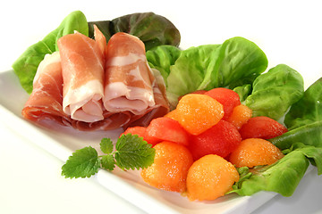 Image showing Ham with melon