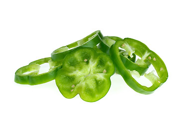 Image showing Green bell pepper slices