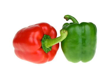 Image showing Red and green bell peppers