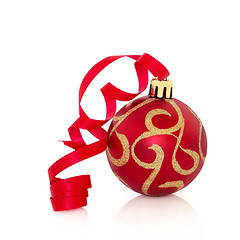 Image showing Red and Gold Christmas Bauble