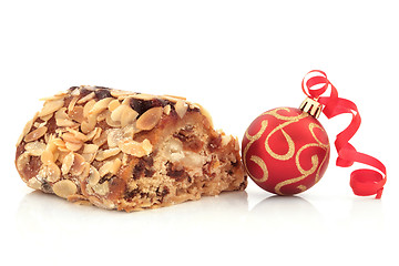 Image showing Stollen Cake and Christmas Bauble