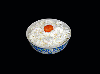 Image showing Bowl with curd and candied fruit