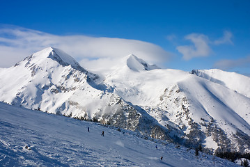 Image showing Winter mountains landscape in sunny day