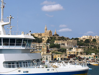 Image showing Ferry boat near of Gozo coastline