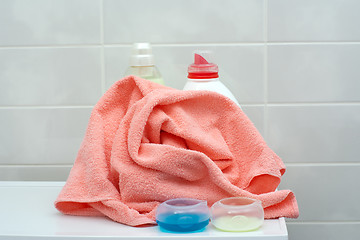 Image showing Crumpled towel in the bathroom