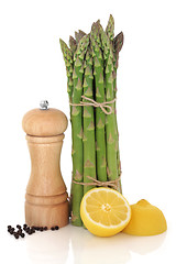 Image showing Asparagus, Lemon and Pepper