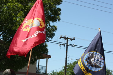 Image showing US Marines and Navy Flags