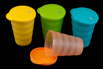 Image showing Colour plastic glasses
