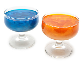 Image showing Orange and blue glasses with mother-of-pearl jelly