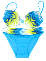 Image showing Blue swimsuit with yellow strip