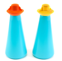 Image showing Plastic saltcellar and pepper shaker