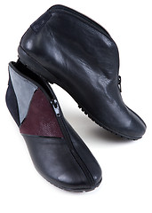 Image showing Feminine leather shoe with corduroy insertion