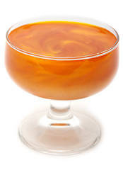 Image showing Orange mother-of-pearl jelly in transparent glass