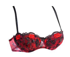 Image showing Red bra with silk rose