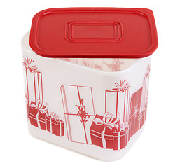 Image showing Plastic container with red lid