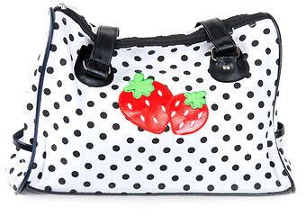 Image showing Feminine bag with embroidery in the manner of red strawberries