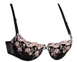 Image showing Black bra with silk rose